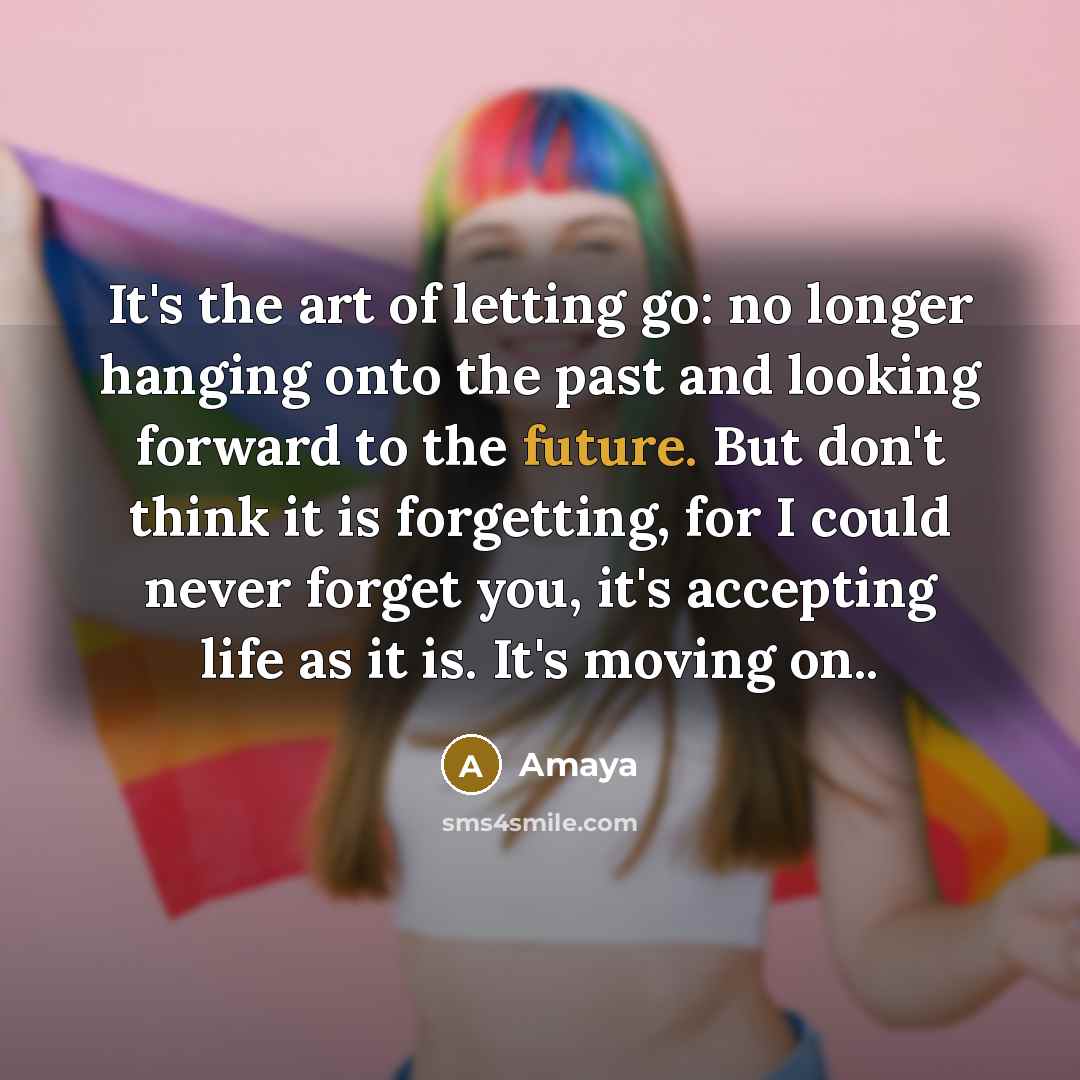 “It's the art of letting go: no longer hanging onto…” quote by Amaya