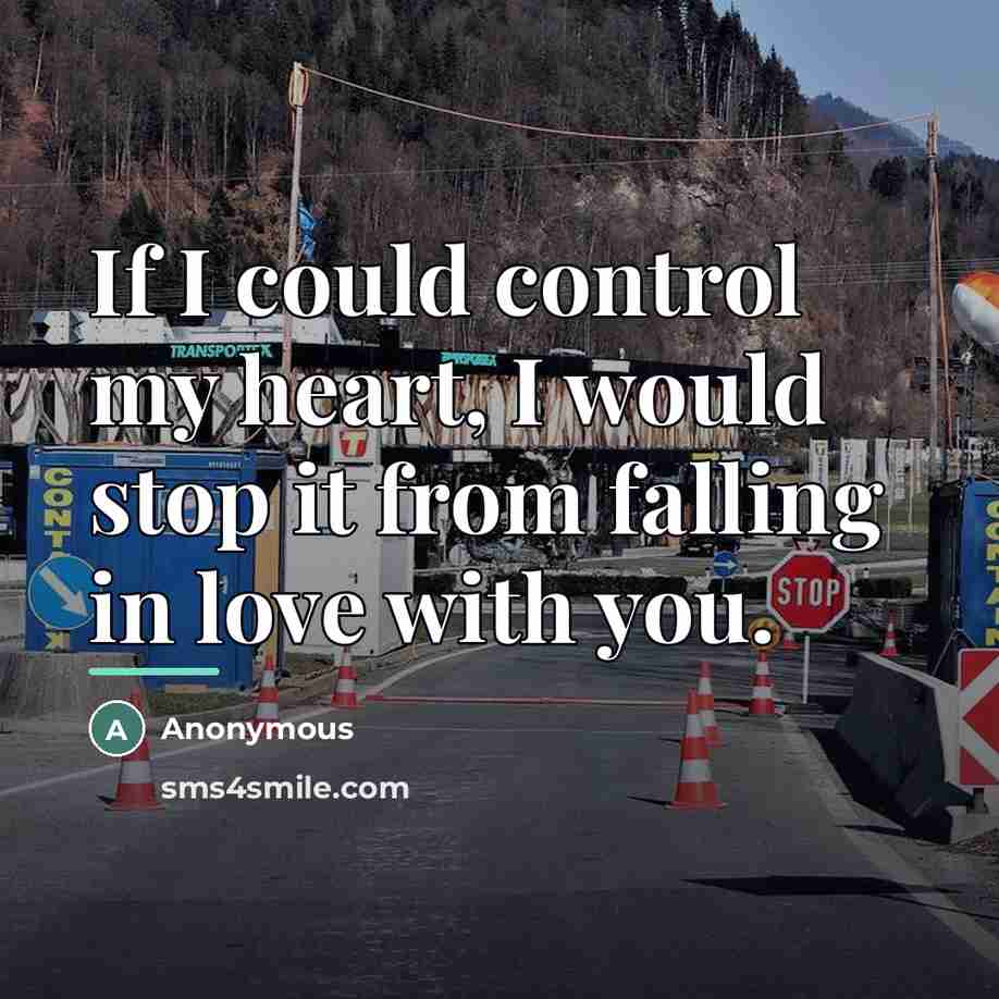 “If I could control my heart, I would stop it…” quote by Anonymous