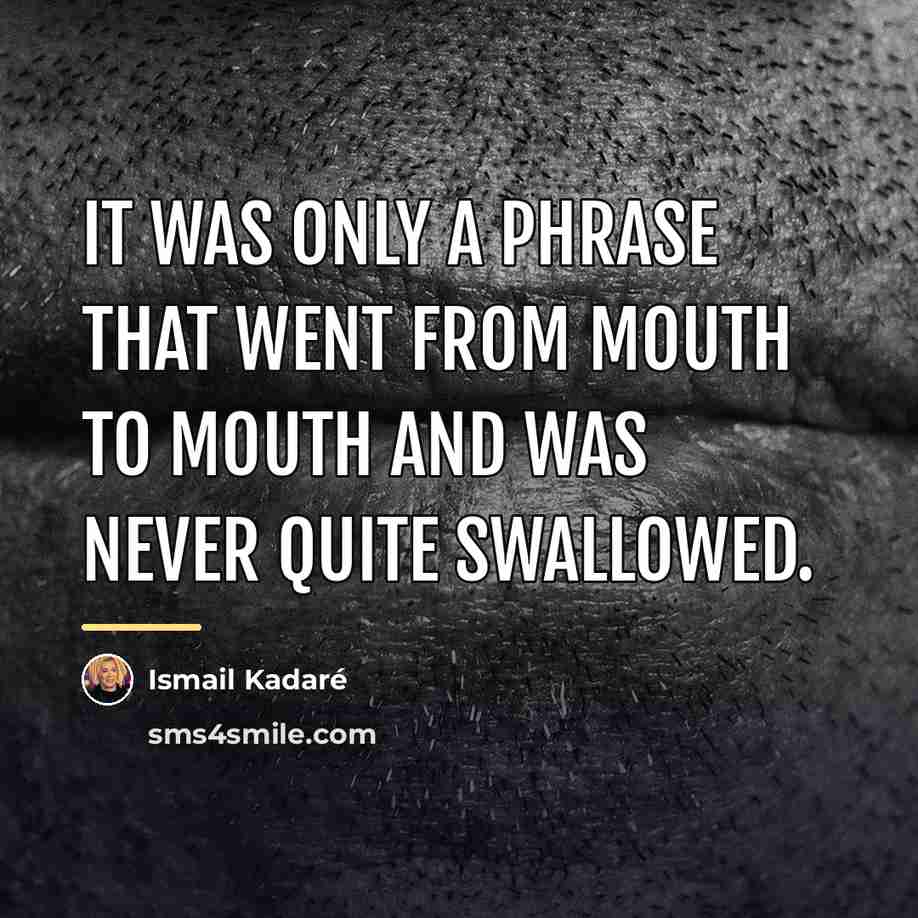 “It was only a phrase that went from mouth to…” quote by Ismail Kadaré