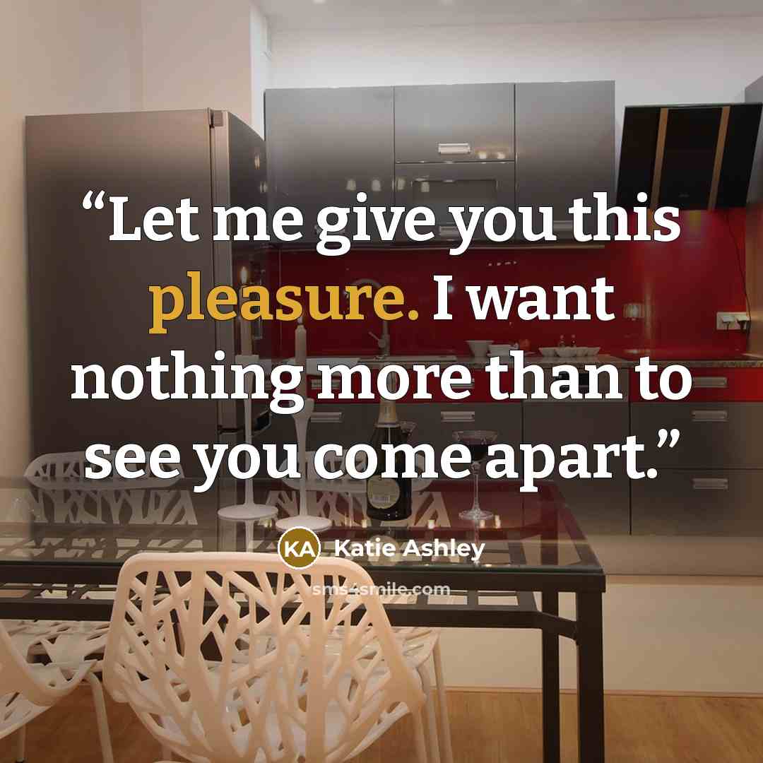 “Let me give you this pleasure. I want nothing more than to see you come apart.” quote by Katie Ashley