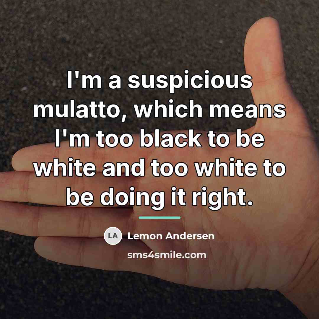 “I'm a suspicious mulatto, which means I'm too black to…” quote by Lemon Andersen