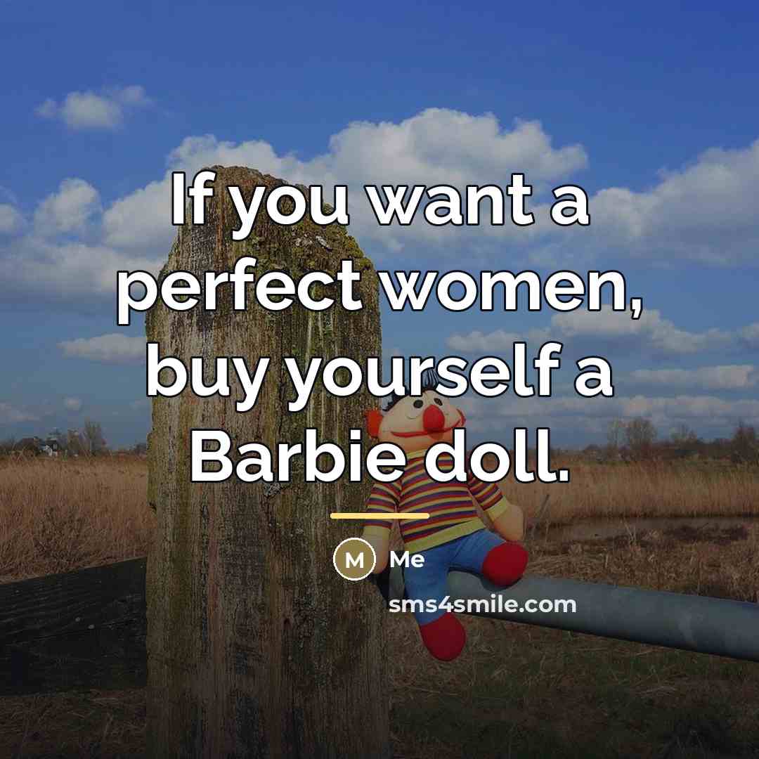 “If you want a perfect women, buy yourself a Barbie…” quote by Me