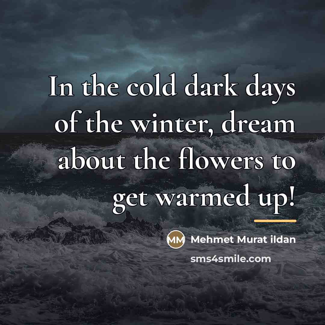“In the cold dark days of the winter, dream about…” quote by Mehmet Murat Ildan