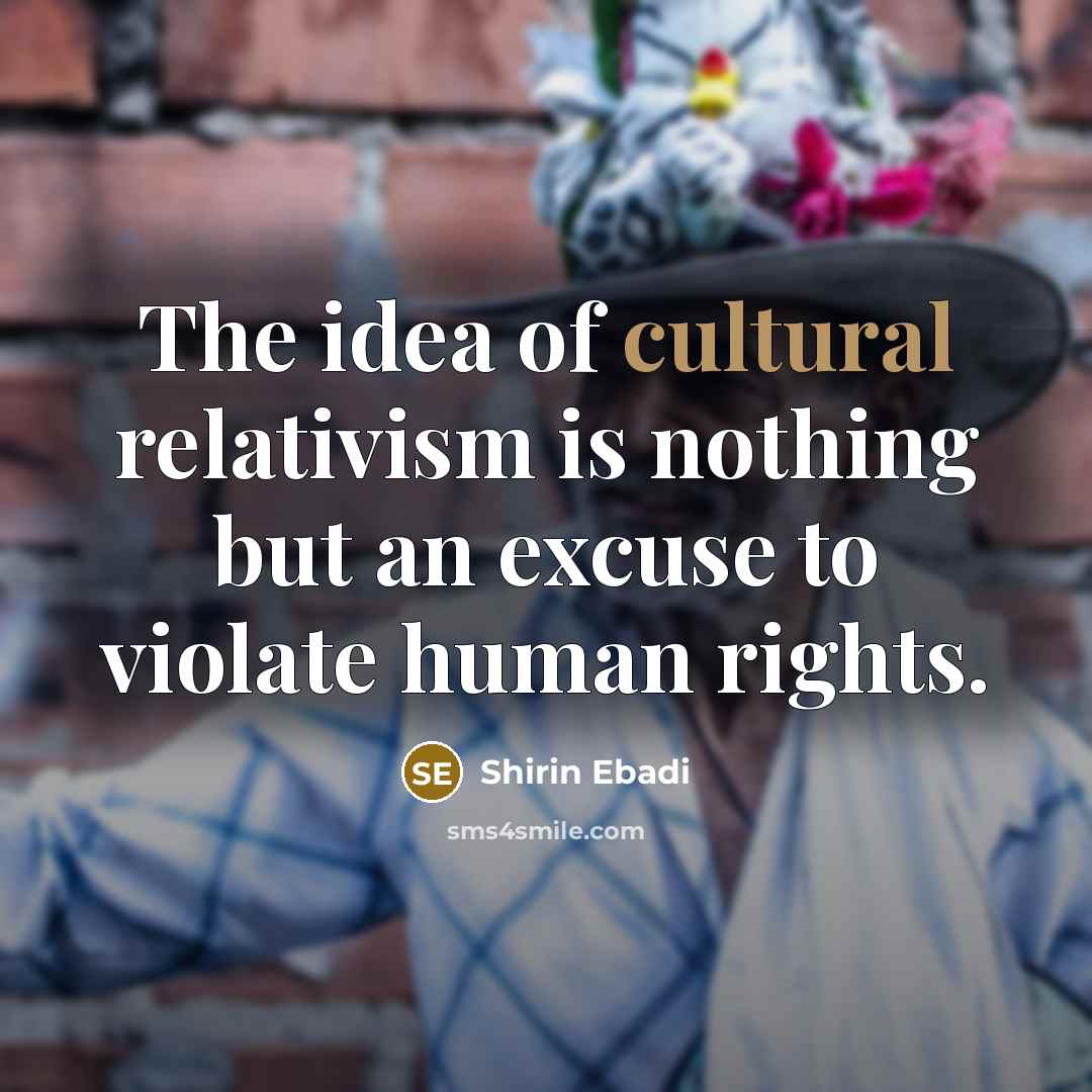 “The idea of cultural relativism is nothing but an excuse…” quote by Shirin Ebadi