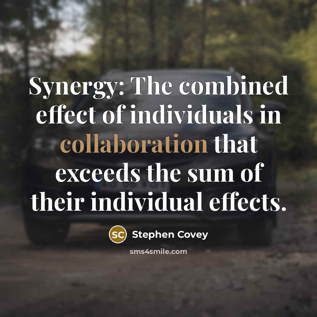 “Synergy: The combined effect of individuals in collaboration that exceeds…” quote by Stephen Covey