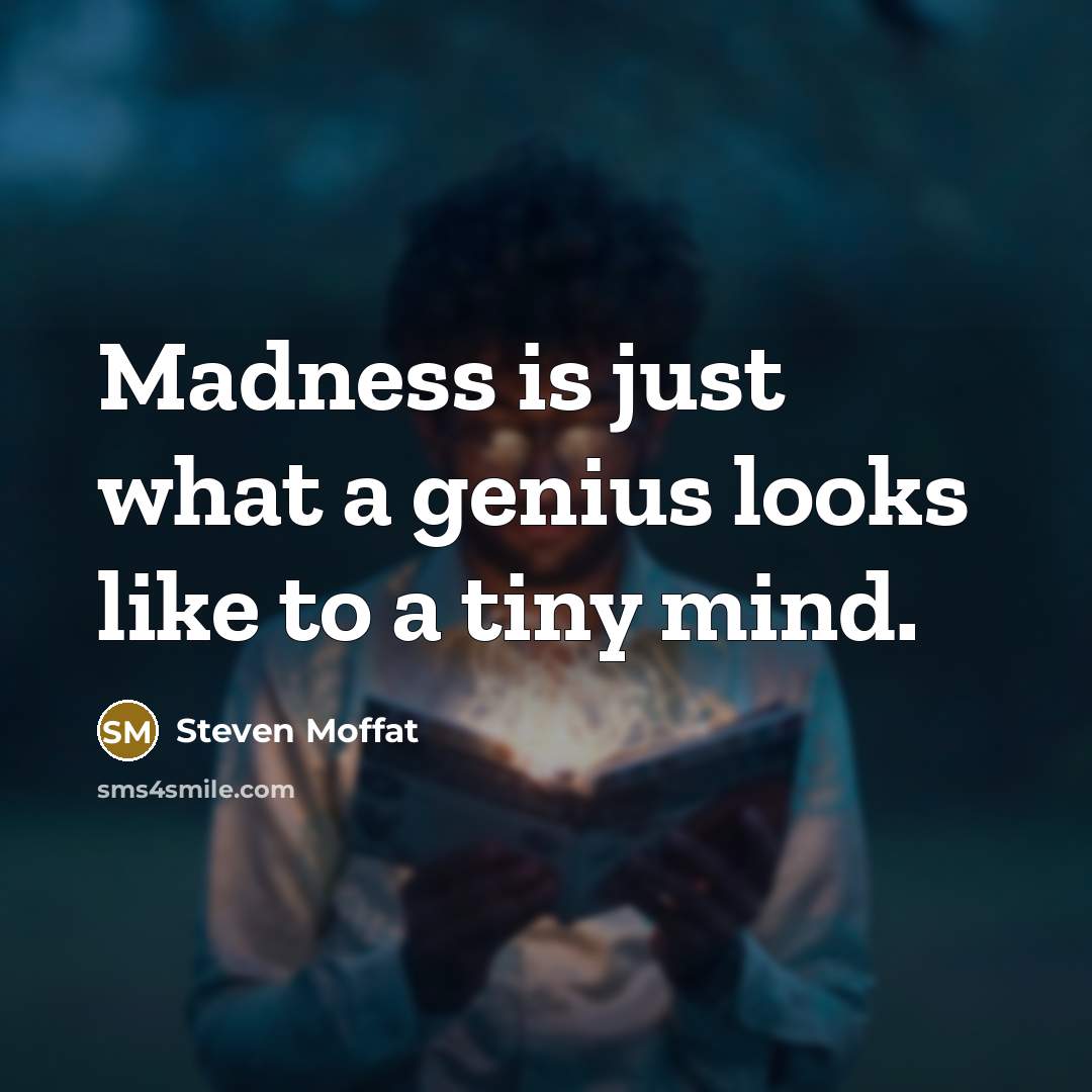 “Madness is just what a genius looks like to a…” quote by Steven Moffat
