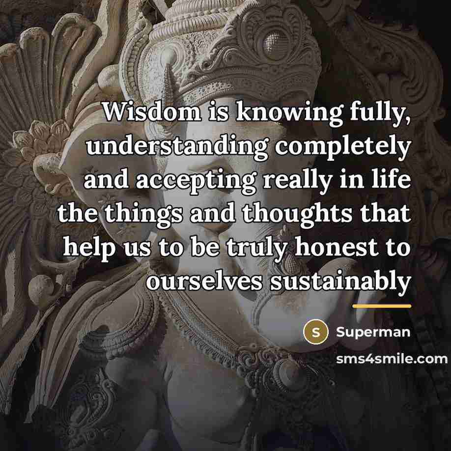“Wisdom is knowing fully, understanding completely and accepting really in…” quote by Superman