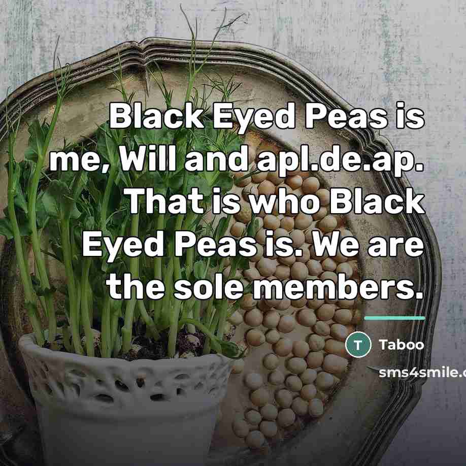“Black Eyed Peas is me, Will and apl.de.ap. That is…” quote by Taboo