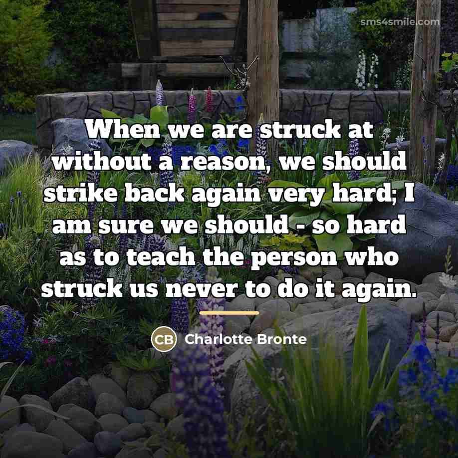 “When we are struck at without a reason, we should…” quote by Charlotte Bronte