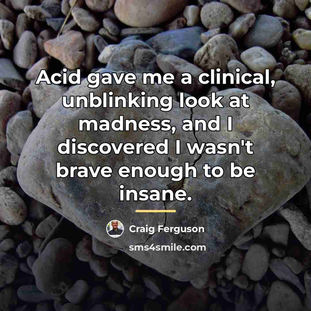 “Acid gave me a clinical, unblinking look at madness, and…” quote by Craig Ferguson
