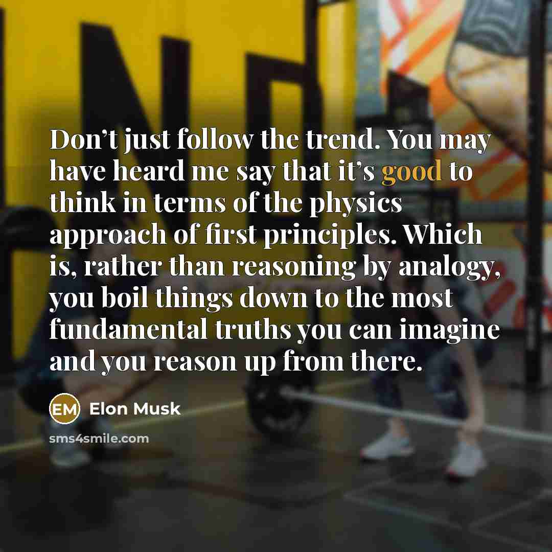 “Don’t just follow the trend. You may have heard me…” quote by Elon Musk