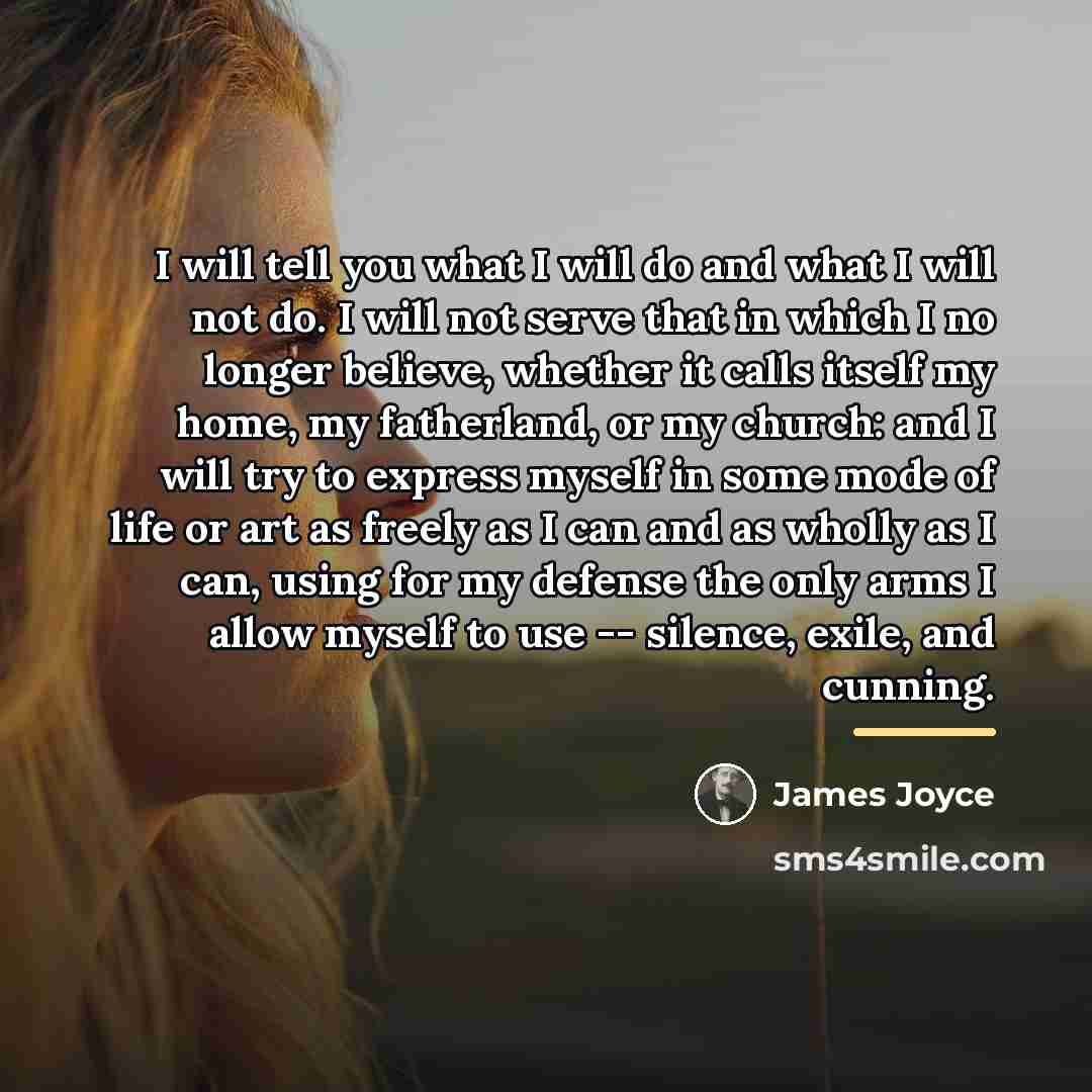 “I will tell you what I will do and what…” quote by James Joyce