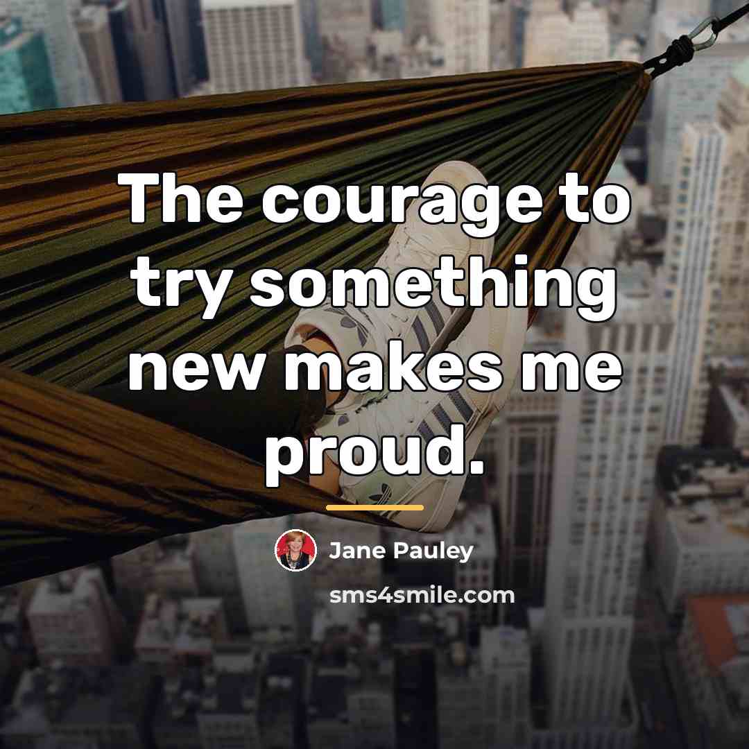 “The courage to try something new makes me proud.…” quote by Jane Pauley
