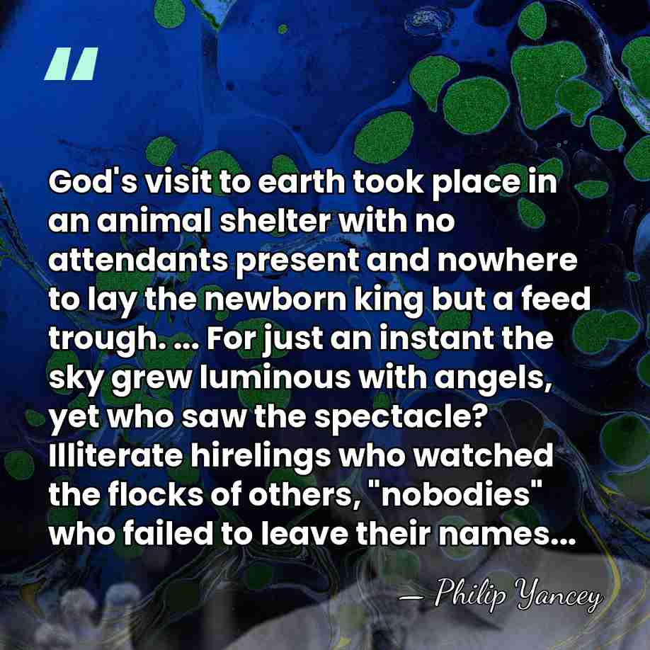 God's visit to earth took place in an animal shelter with no&hellip; - Philip Yancey