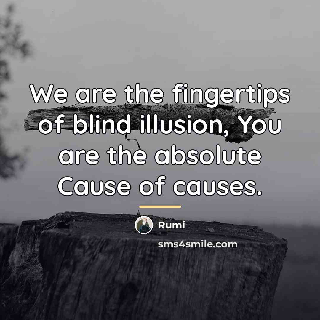 “We are the fingertips of blind illusion, You are the…” quote by Rumi