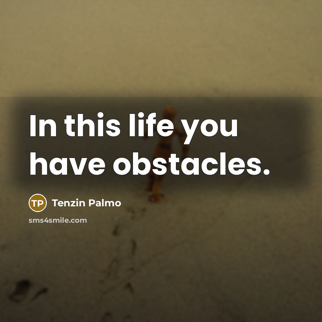“In this life you have obstacles.…” quote by Tenzin Palmo