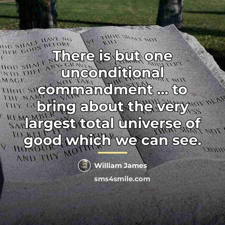 “There is but one unconditional commandment ... to bring about…” quote by William James
