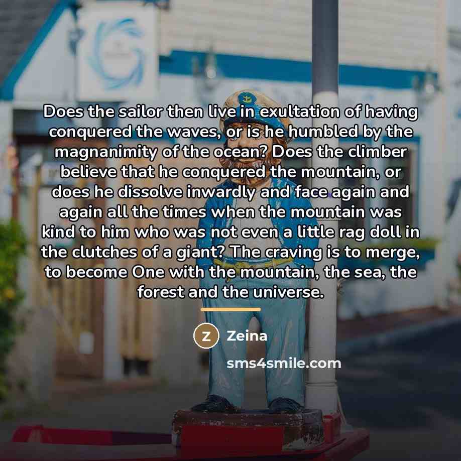 “Does the sailor then live in exultation of having conquered…” quote by Zeina