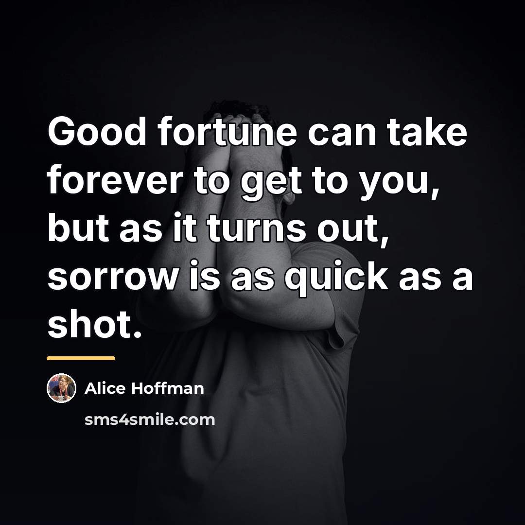 “Good fortune can take forever to get to you, but…” quote by Alice Hoffman