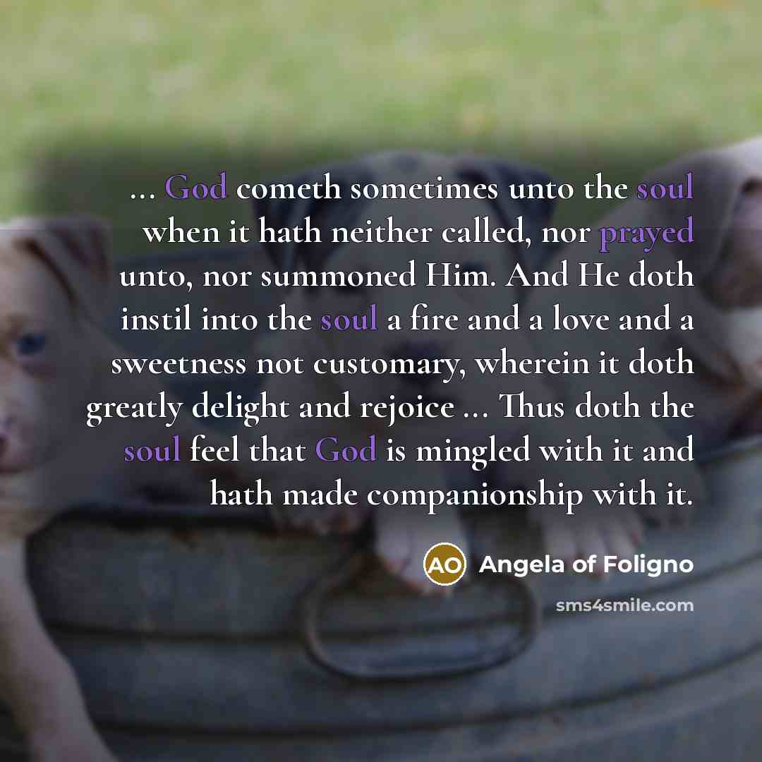 “... God cometh sometimes unto the soul when it hath…” quote by Angela of Foligno