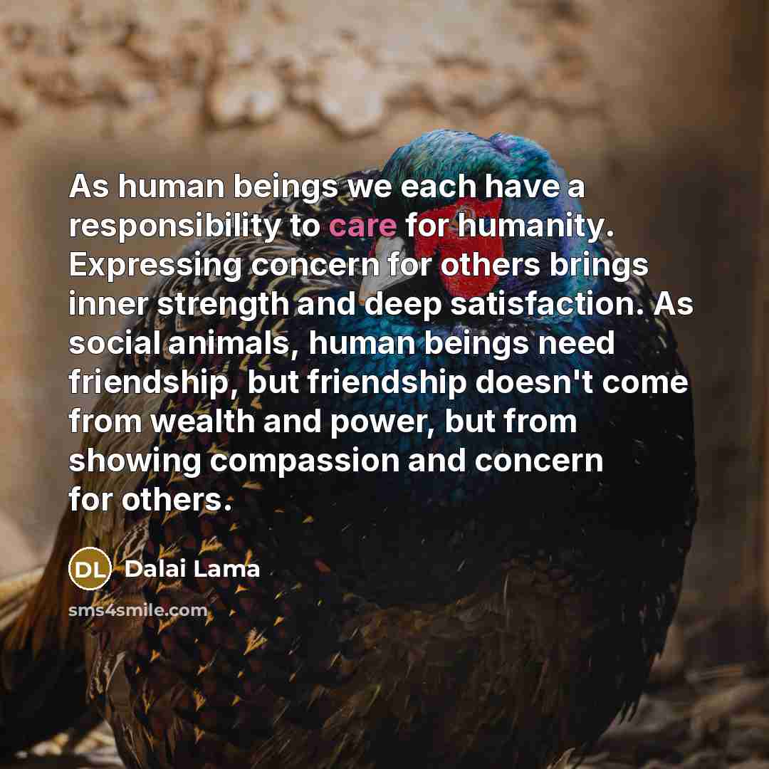 “As human beings we each have a responsibility to care…” quote by Dalai Lama