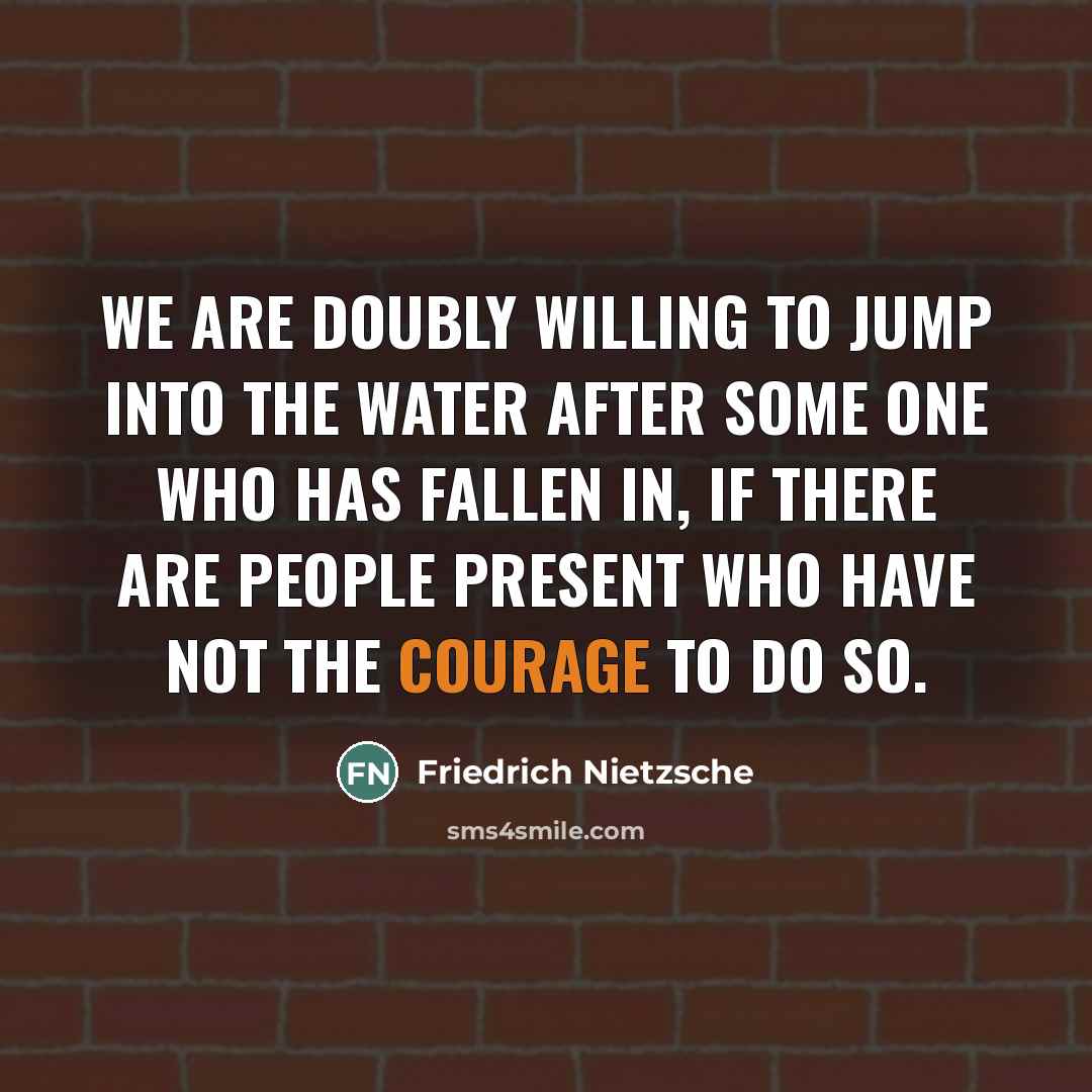 “We are doubly willing to jump into the water after…” quote by Friedrich Nietzsche