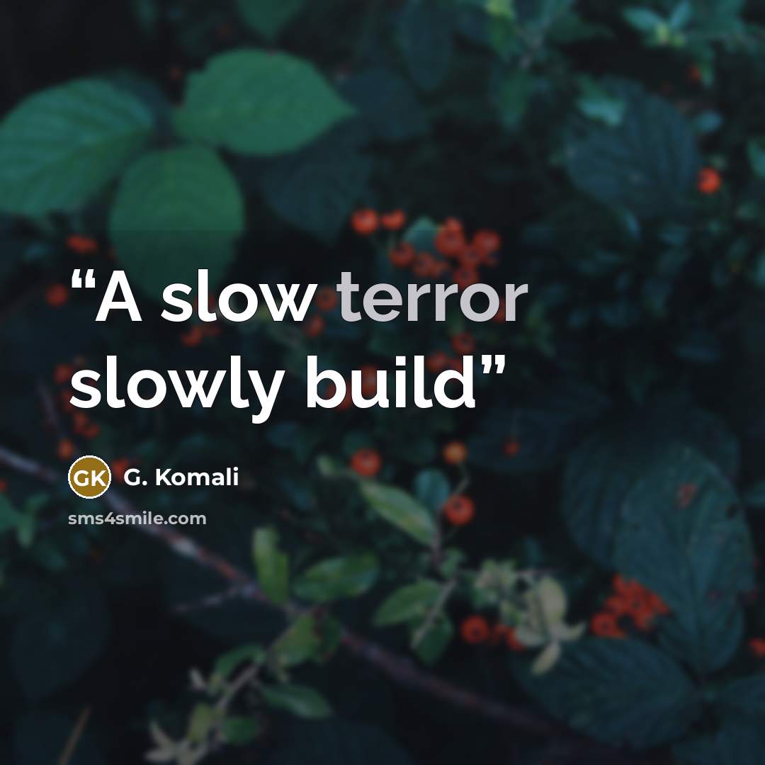“A slow terror slowly build” quote by G. Komali