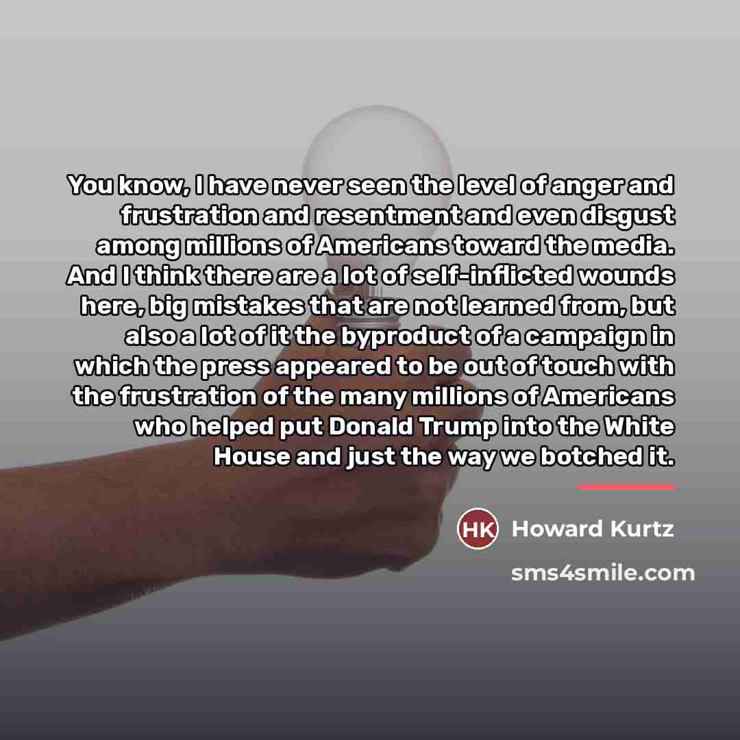 “You know, I have never seen the level of anger…” quote by Howard Kurtz