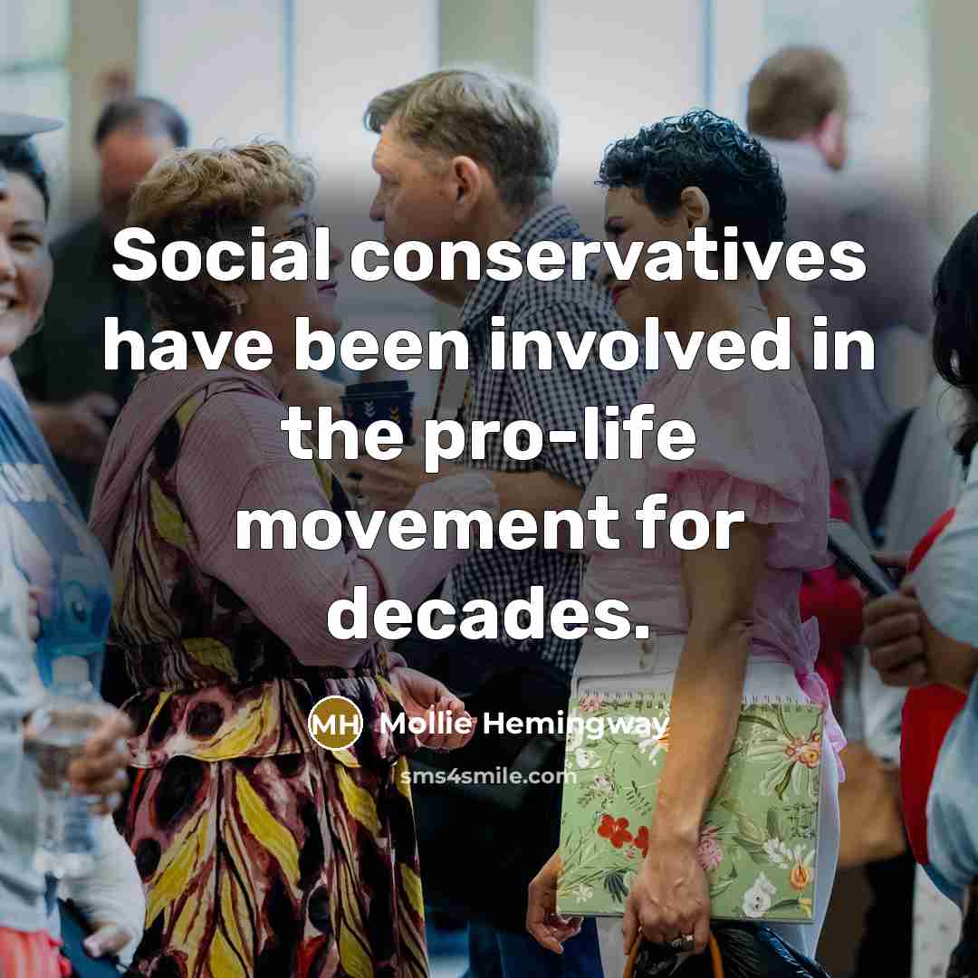 “Social conservatives have been involved in the pro-life movement for…” quote by Mollie Hemingway