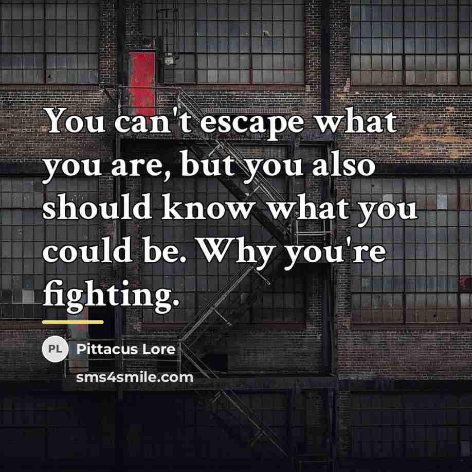 “You can't escape what you are, but you also should…” quote by Pittacus Lore