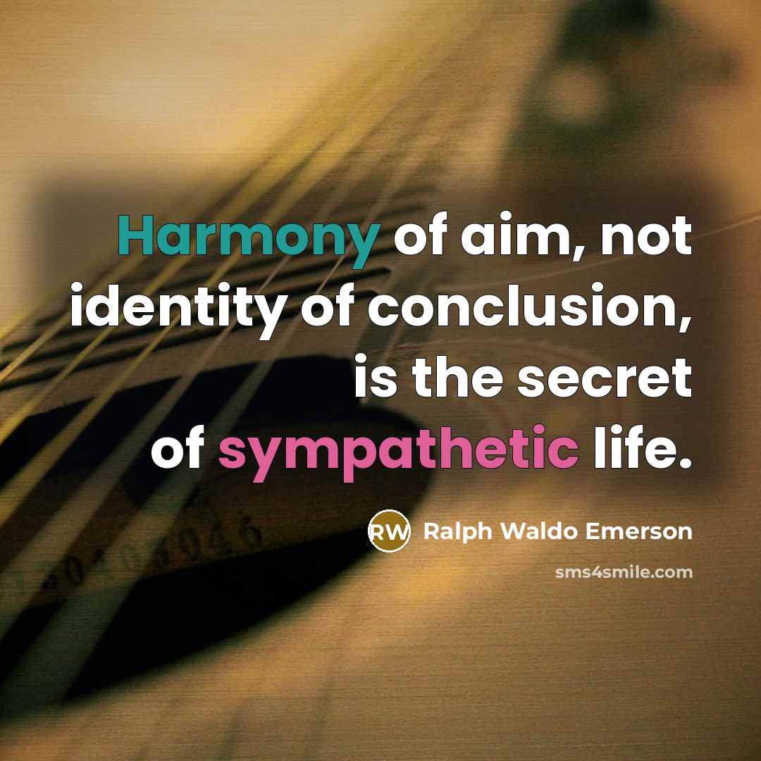 “Harmony of aim, not identity of conclusion, is the secret…” quote by Ralph Waldo Emerson