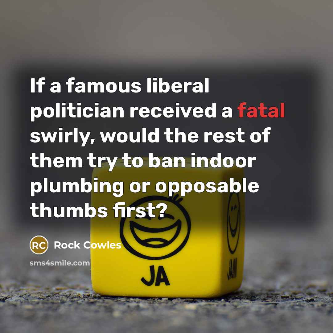 “If a famous liberal politician received a fatal swirly, would…” quote by Rock Cowles