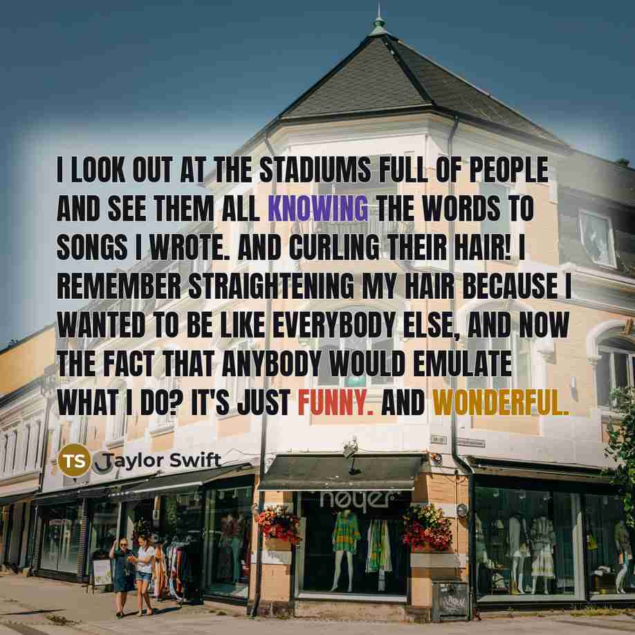 “I look out at the stadiums full of people and…” quote by Taylor Swift