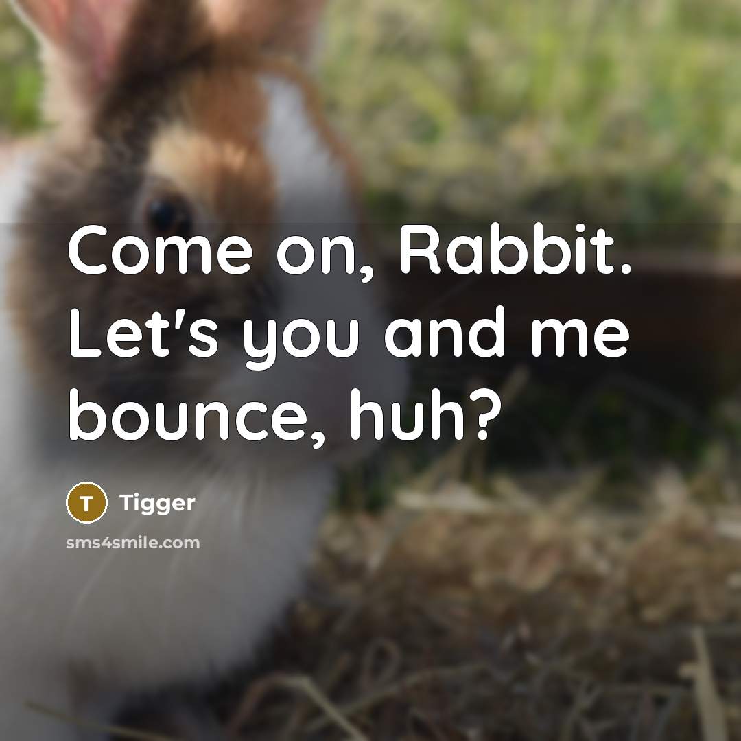 “Come on, Rabbit. Let's you and me bounce, huh?” quote by Tigger