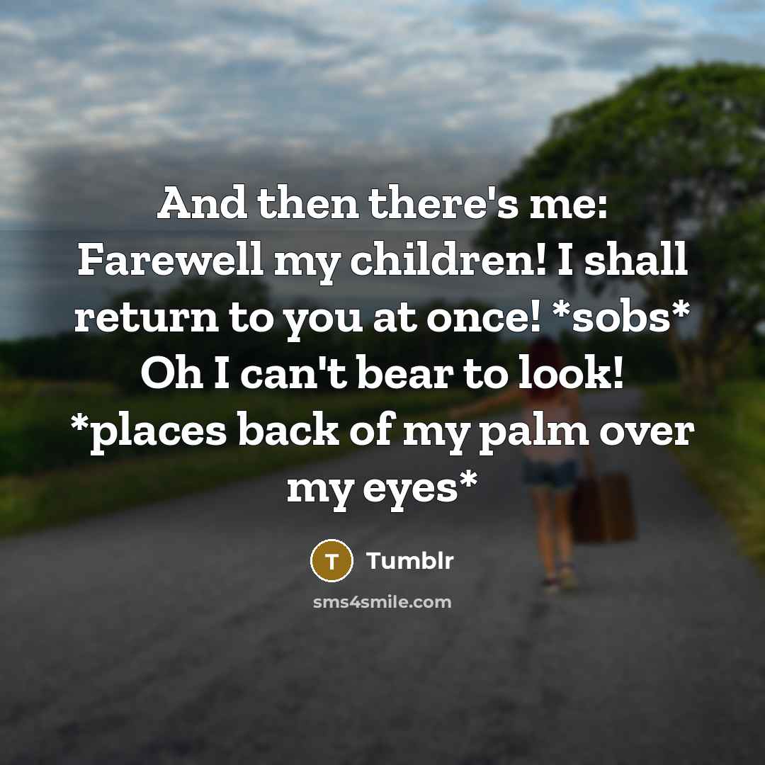 “And then there's me: Farewell my children! I shall return…” quote by Tumblr