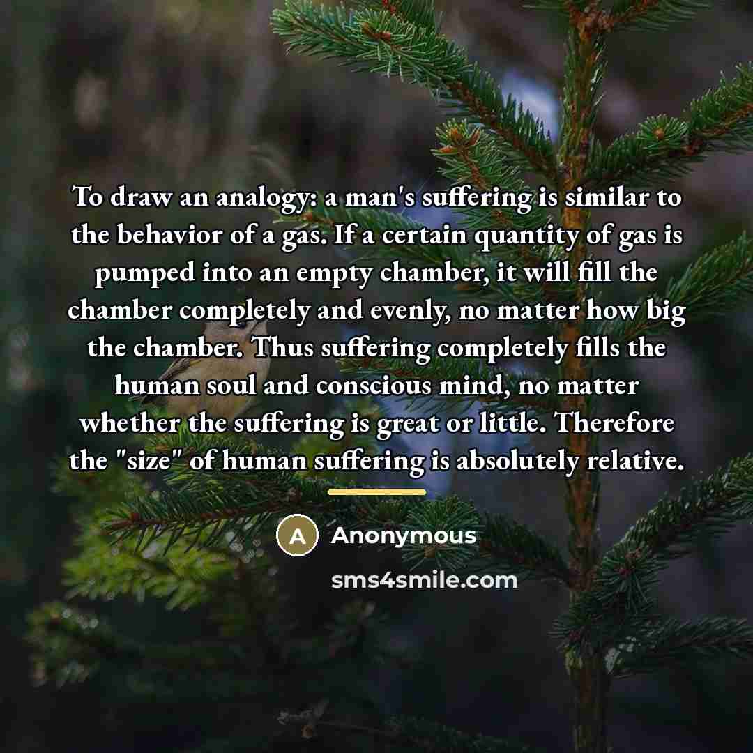 “To draw an analogy: a man's suffering is similar to…” quote by Anonymous