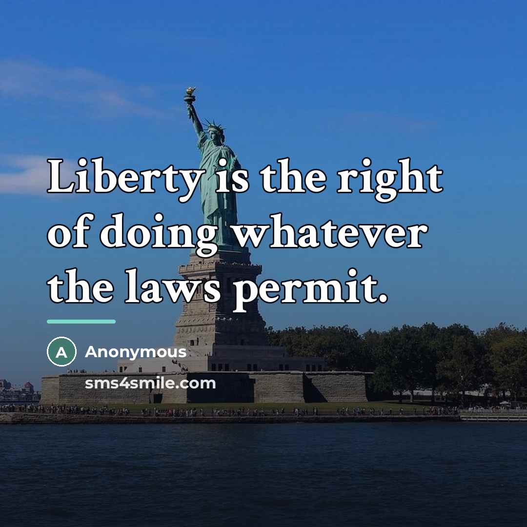 “Liberty is the right of doing whatever the laws permit.…” quote by Anonymous