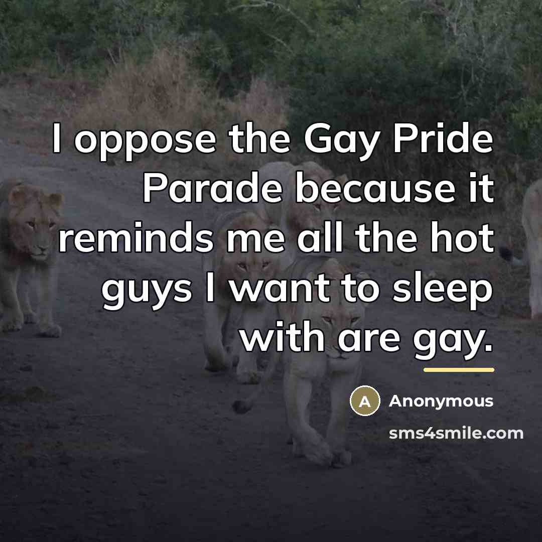 “I oppose the Gay Pride Parade because it reminds me…” quote by Anonymous