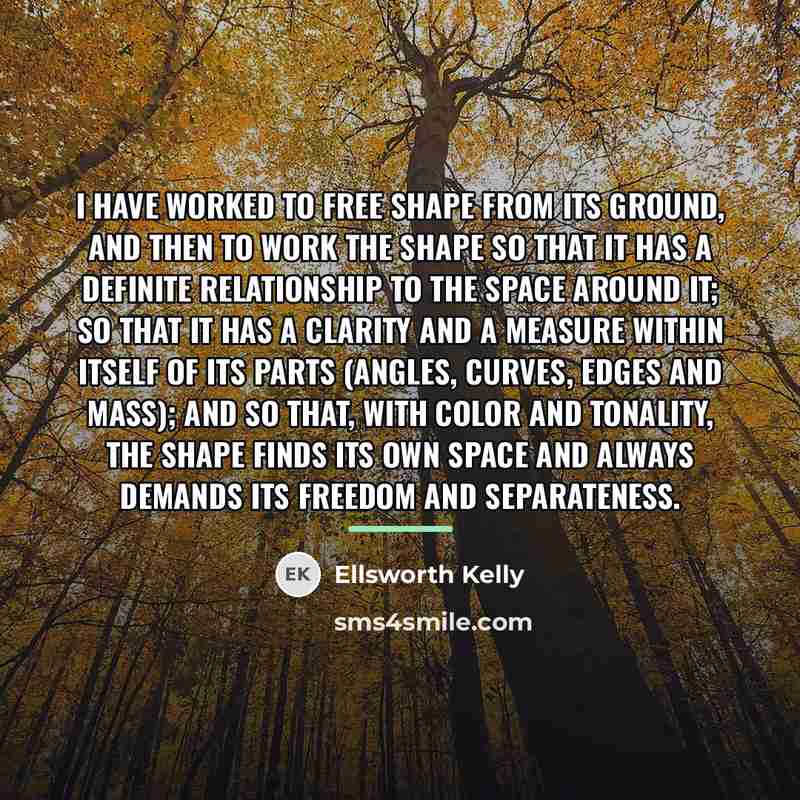 “I have worked to free shape from its ground, and…” quote by Ellsworth Kelly