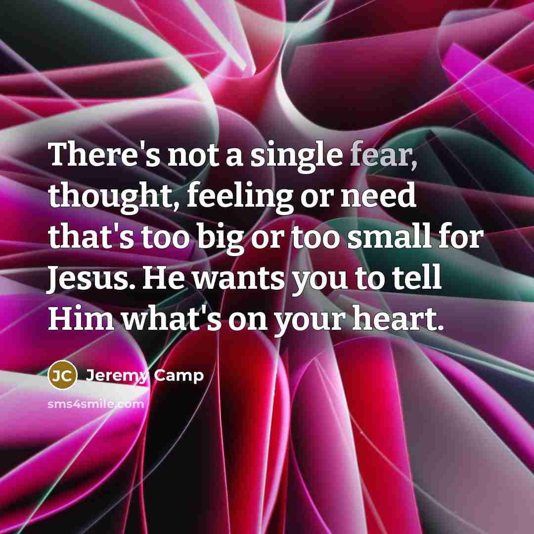 “There's not a single fear, thought, feeling or need that's…” quote by Jeremy Camp