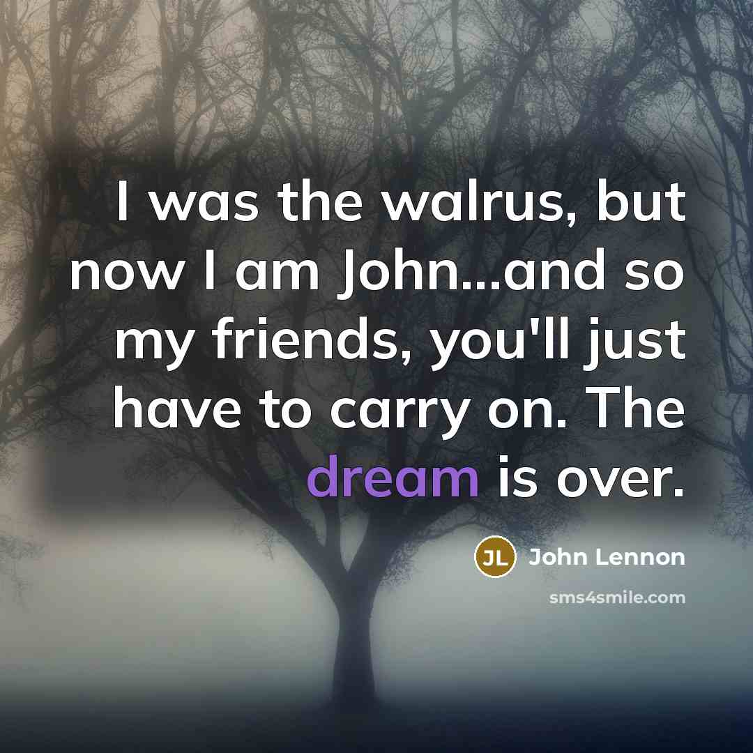 “I was the walrus, but now I am John...and so…” quote by John Lennon