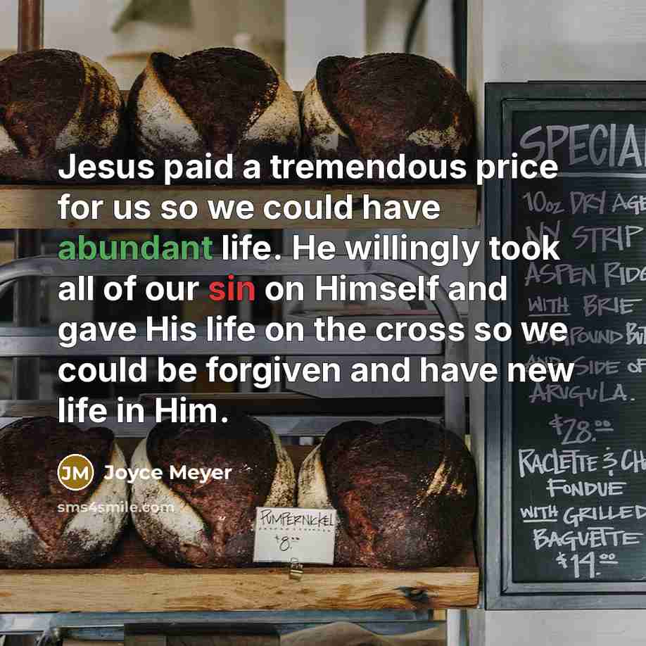 “Jesus paid a tremendous price for us so we could…” quote by Joyce Meyer