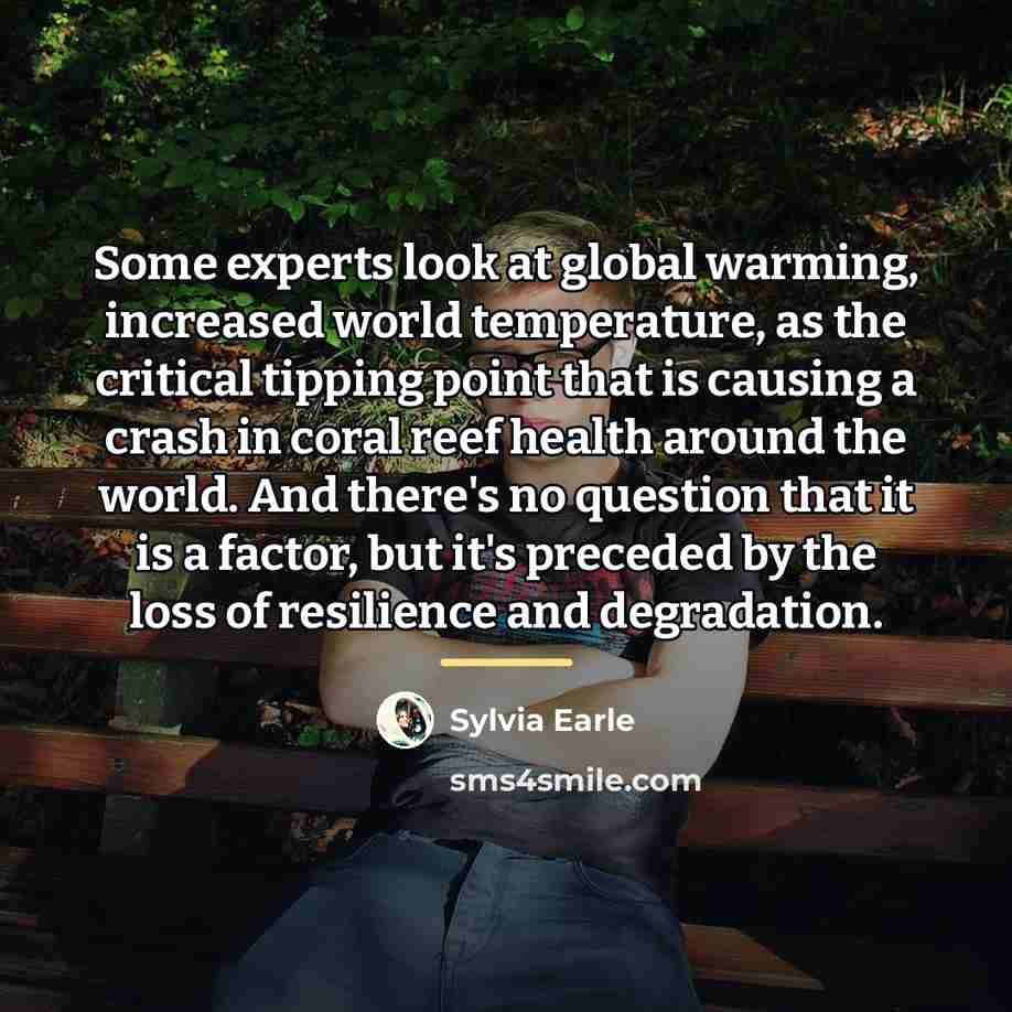“Some experts look at global warming, increased world temperature, as…” quote by Sylvia Earle