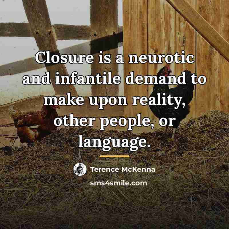“Closure is a neurotic and infantile demand to make upon…” quote by Terence McKenna