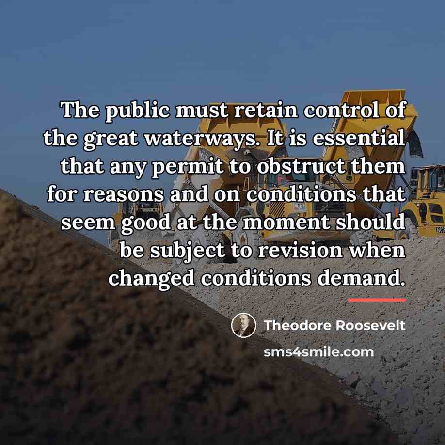 “The public must retain control of the great waterways. It…” quote by Theodore Roosevelt