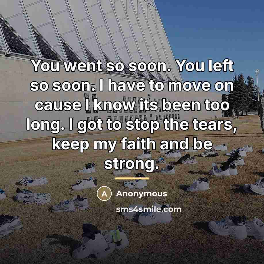 “You went so soon. You left so soon. I have…” quote by Anonymous