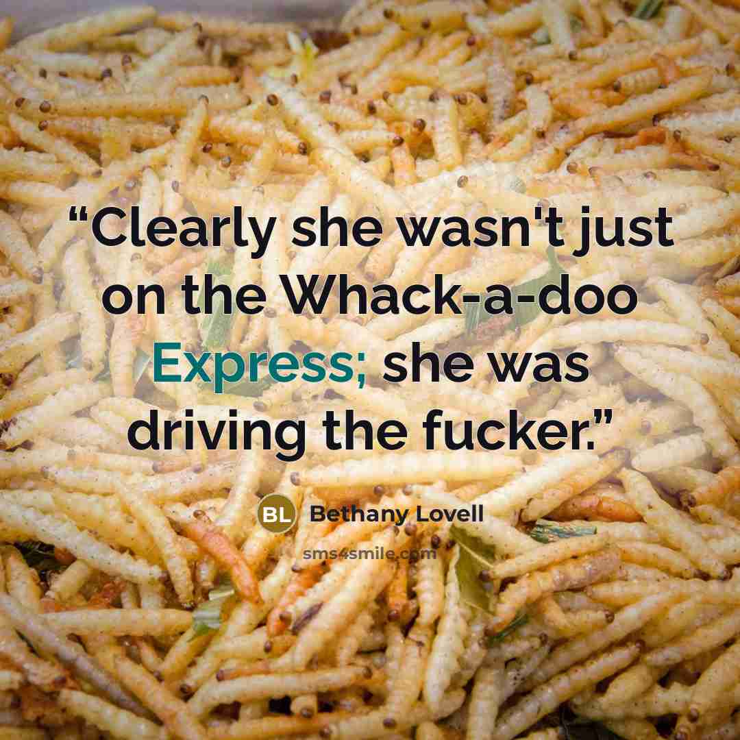 “Clearly she wasn't just on the Whack-a-doo Express; she was driving the fucker.” quote by Bethany Lovell