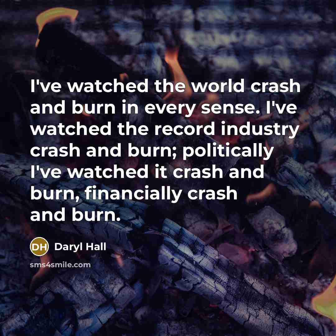 “I've watched the world crash and burn in every sense.…” quote by Daryl Hall