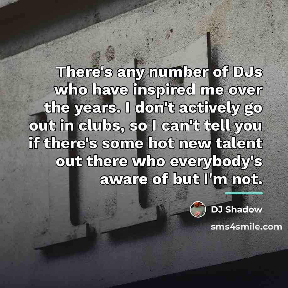 “There's any number of DJs who have inspired me over…” quote by DJ Shadow