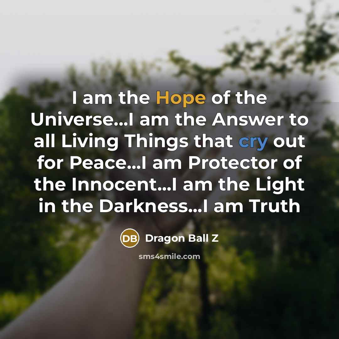 “I am the Hope of the Universe...I am the Answer…” quote by Dragon Ball Z